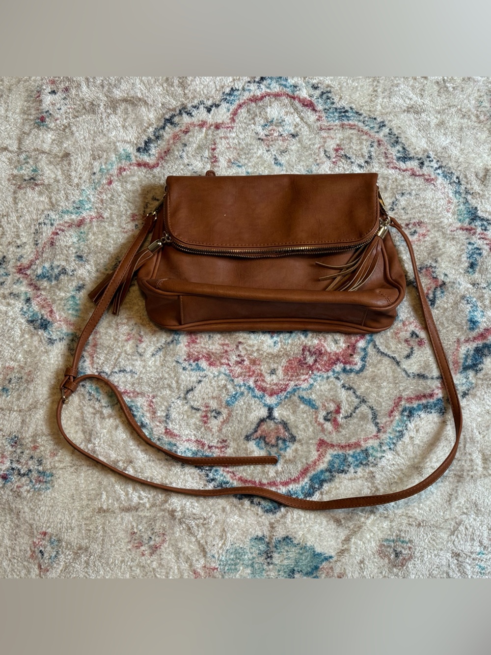 Leather Crossbody Bag in Cognac Brown - Classic Women’s Shoulder Bag
